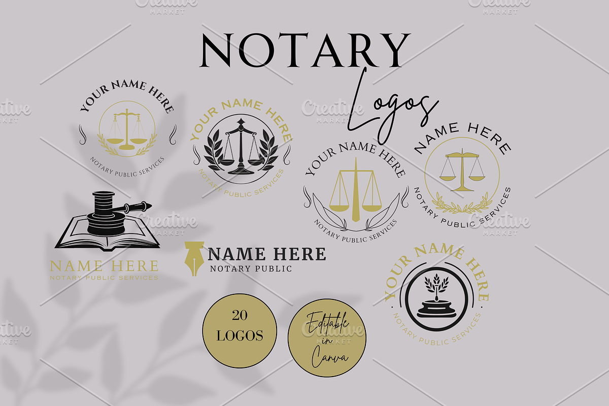 CANVA NOTARY LOGOS TEMPLATE, a Branding & Logo Template by Daring Digies (Photo 1 of 6)