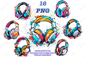 Colorful Digital Art Headphones