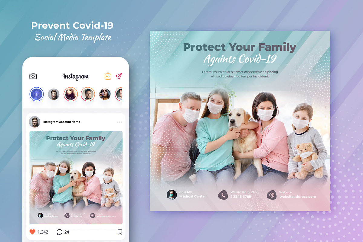 Prevent Covid-19 Instagram Post, a Social Media Template by Boostock