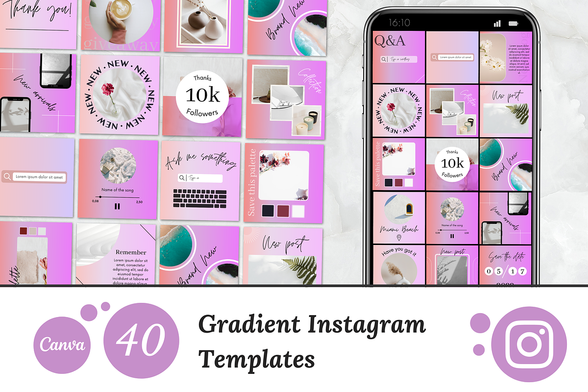 Instagram Template/Gradient Posts, a Social Media Template by PittaFinePrint (Photo 1 of 8)