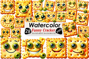 Funny Cracker Watercolor Clipart, an Illustration by Black Bird Studio