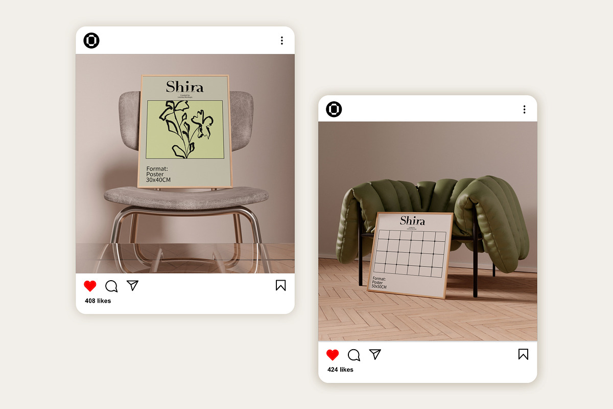 Art Mockup Set SHIRA, a Household Mockup by Bonumo (Photo 5 of 13)