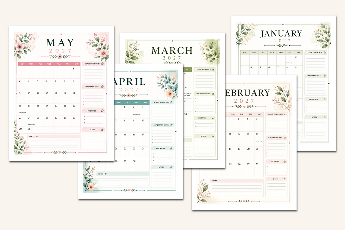 2027 agenda planner, a Stationery Template by Designmela01 (Photo 3 of 5)