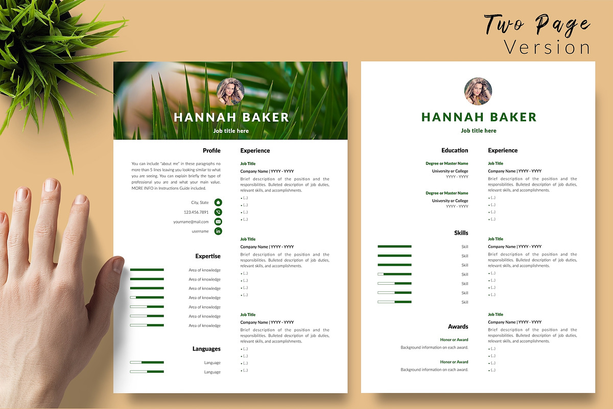 Creative CV Design / Resume - Hannah, a Resume Template by Templates Design Co. (Photo 3 of 17)