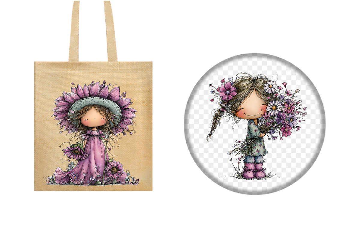 Watercolor Flower Girl Clipart, an Illustration by Design Market (Photo 5 of 5)