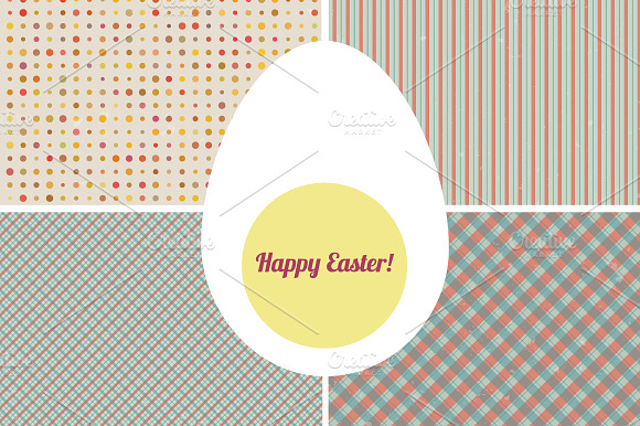 Set Of 4 Seamless Pattern With Egg.