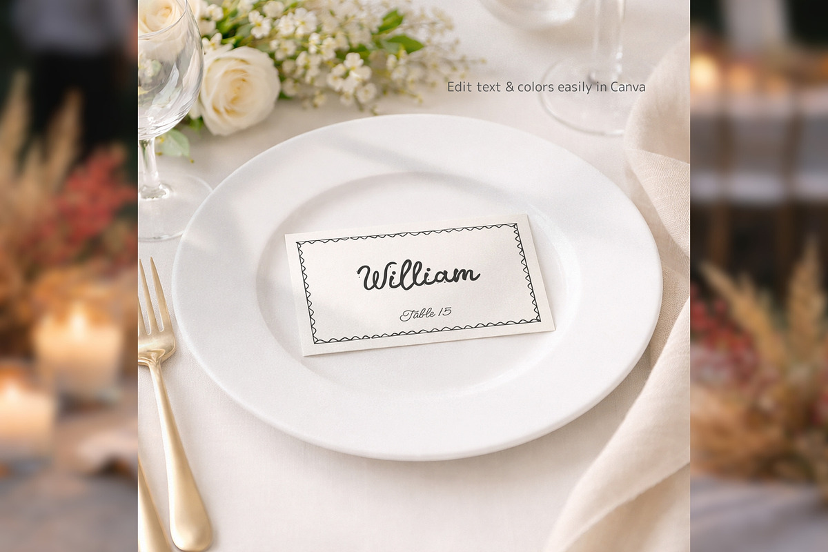 Wedding Place Cards Template bd003, a Card Template by TyphoonStudio (Photo 7 of 9)