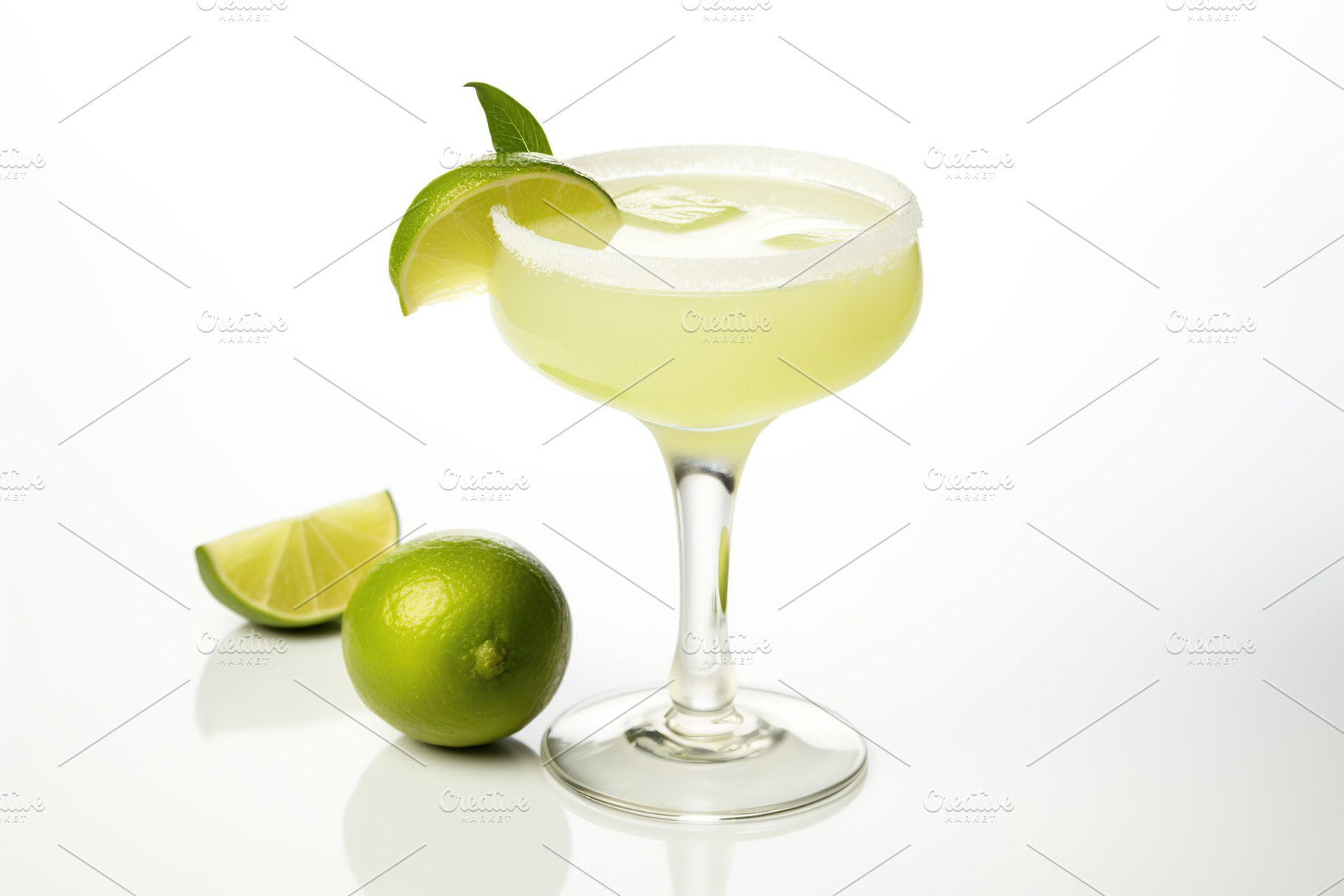 Glass of margarita cocktail on white background, a Food & Drink Photo by AlyaAnd