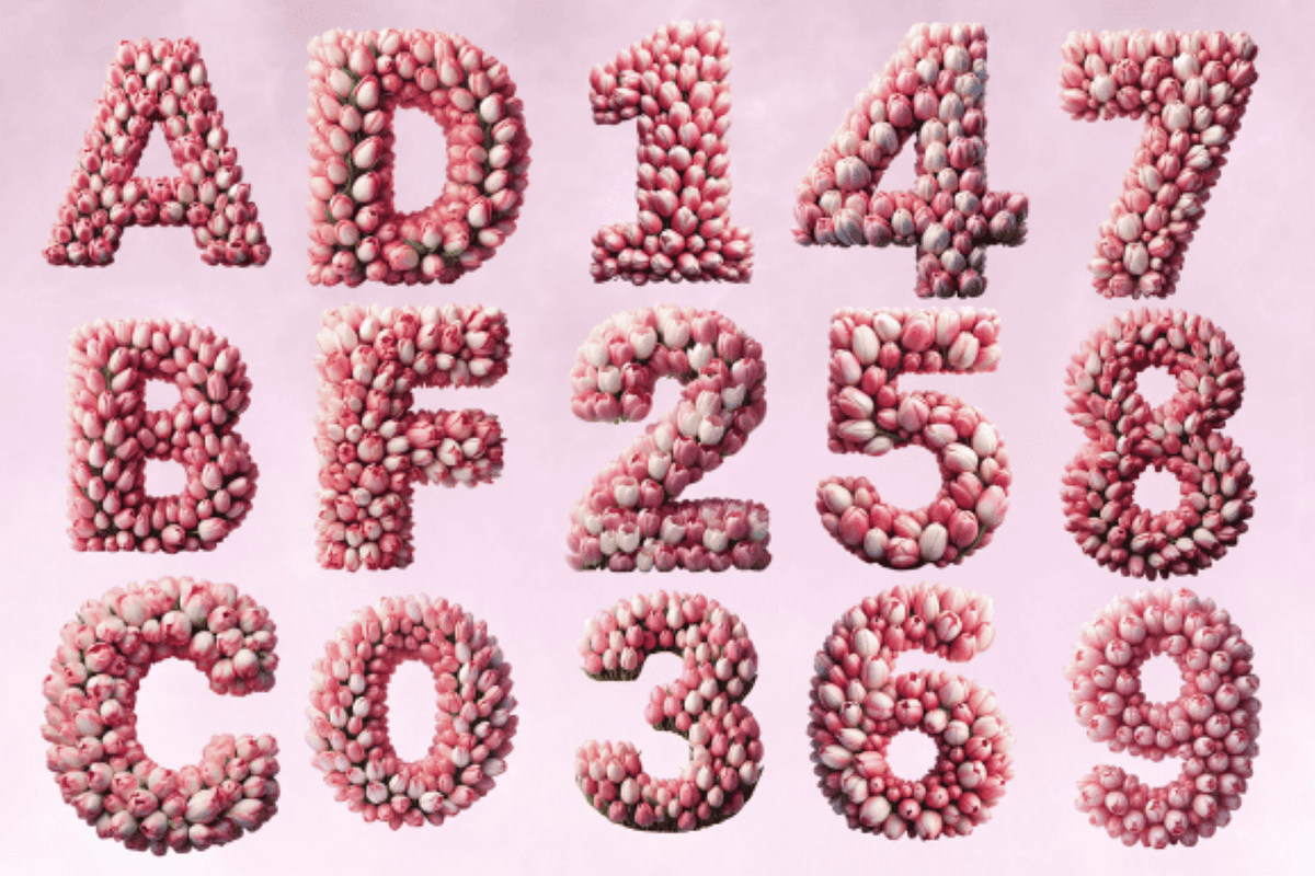 Pink Tulip Alphabet Sublimation Clip, a Decorative Illustration by Dizzy Art Studio (Photo 2 of 2)