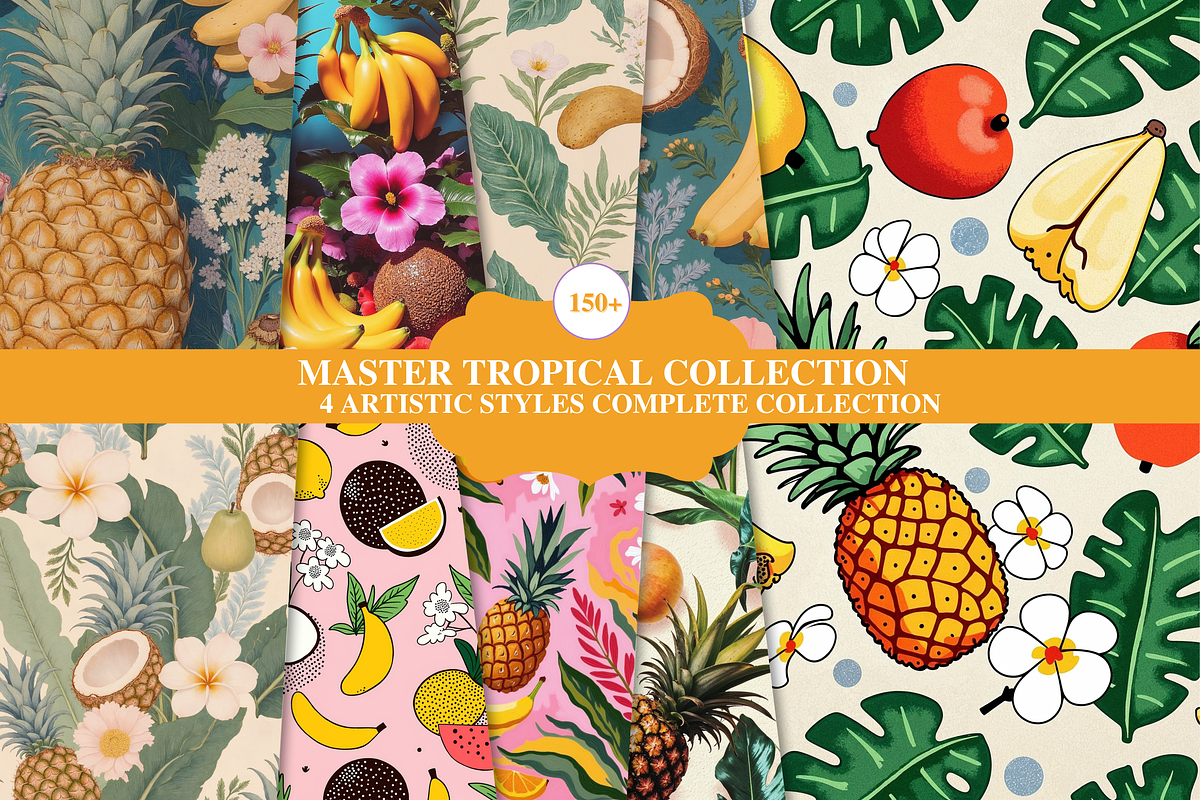 Tropical Fruit Seamless Patterns, a Pattern Graphic by Jakayla Digital Co (Photo 1 of 6)