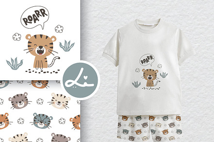 Cute Cartoon Tiger Pattern