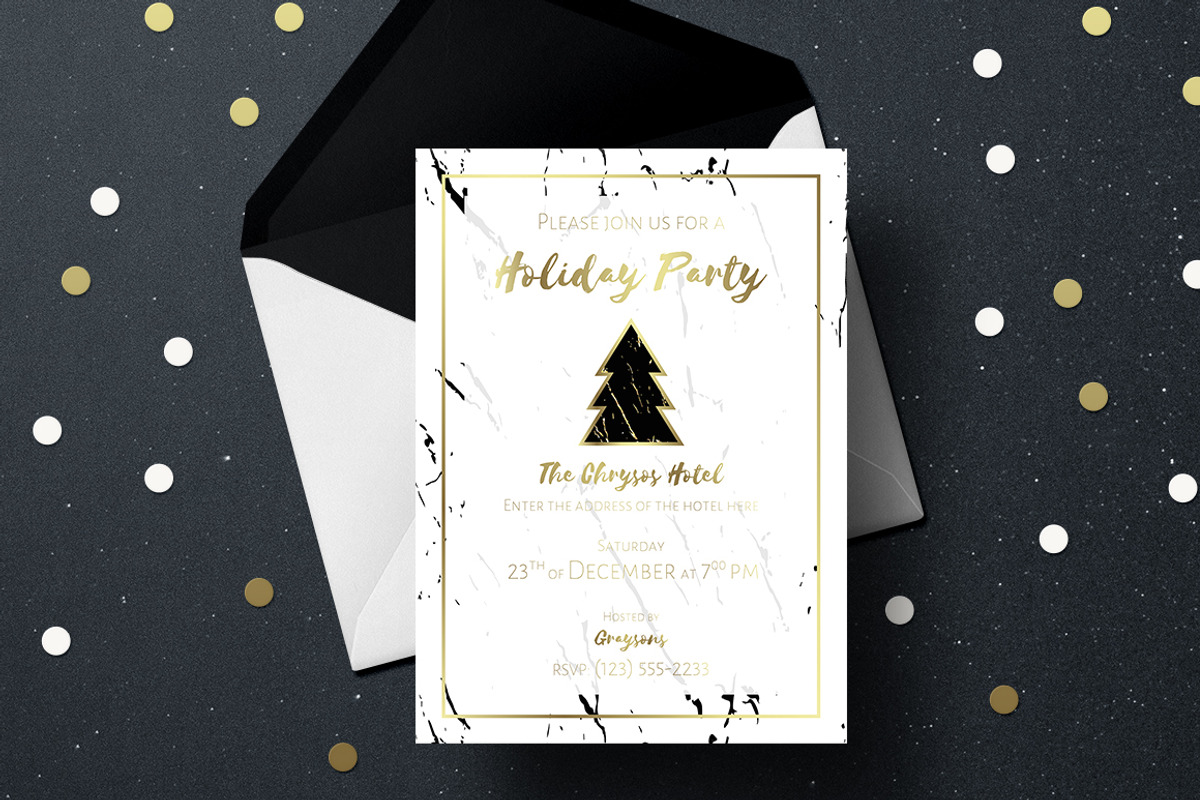 2 Christmas invitations and marble, an Invitation Template by ARg Design (Photo 2 of 5)