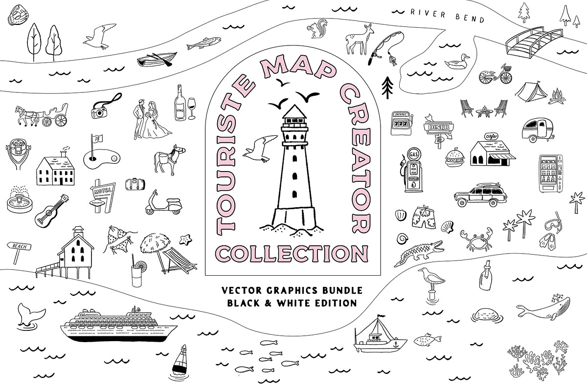 Travel Wedding Map Creator Kit II, an Illustration by Happy Monday Creative (Photo 1 of 21)