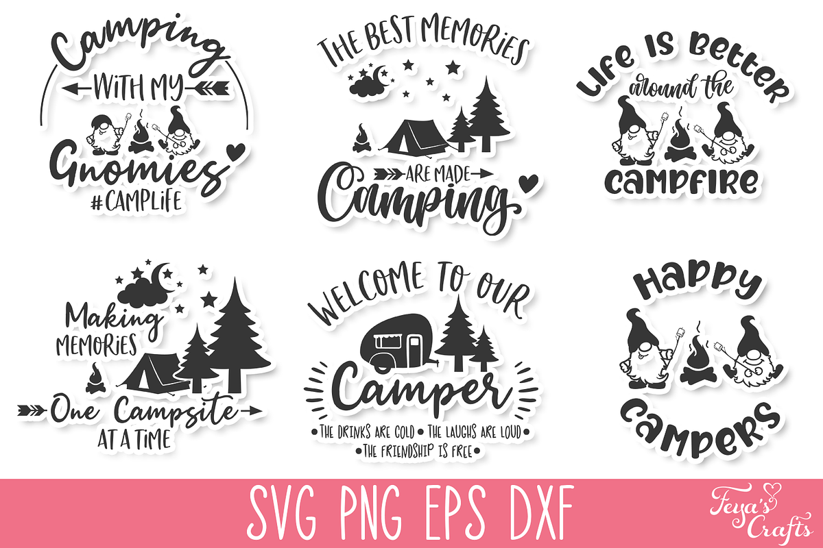 Camping Quotes Bundle, an Illustration by Anastasia Feya (Photo 3 of 8)