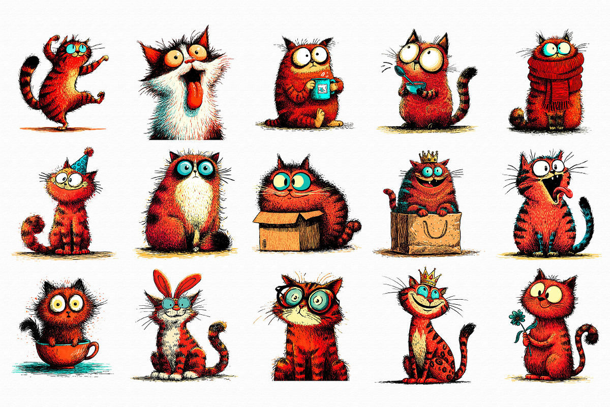 Funny Cat Clipart, an Illustration by Libby Wishes (Photo 3 of 6)