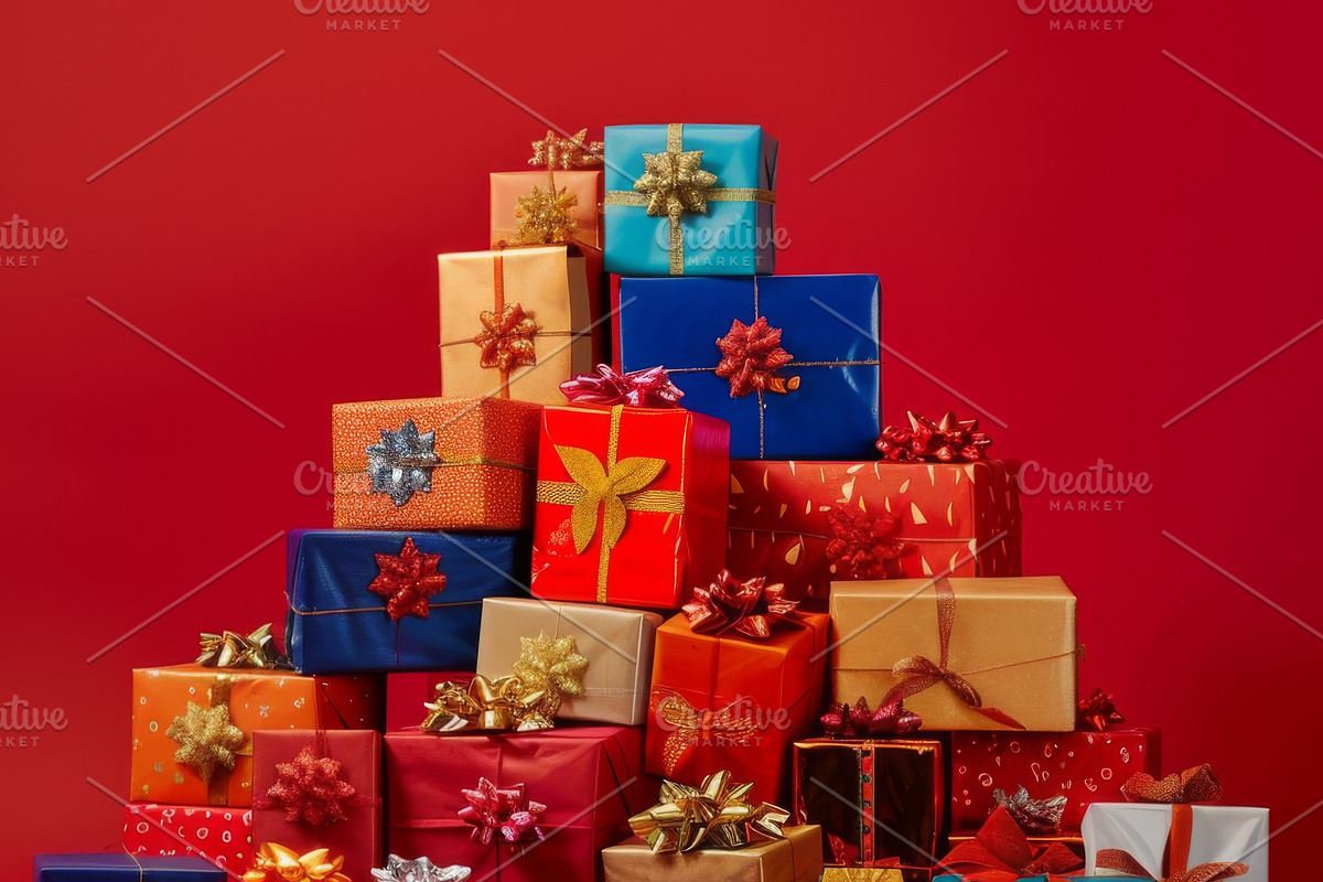 86 Gift boxes with ribbons and bows, a Holiday Photo by Handmadefont (Photo 43 of 90)