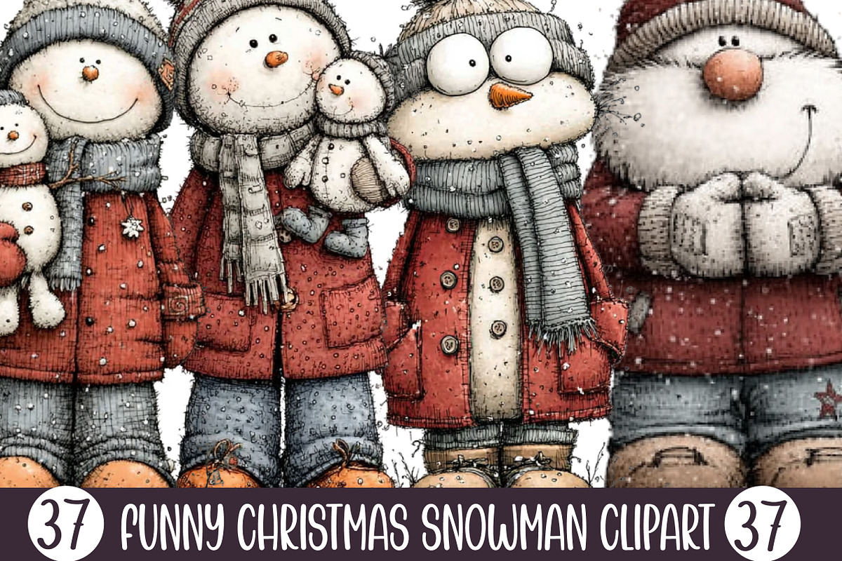 funny christmas snowman, silly snowm, an Illustration by Designking (Photo 1 of 5)