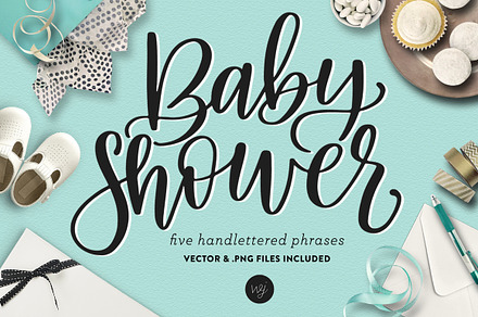 Hand Lettered Baby Shower Phrase Set