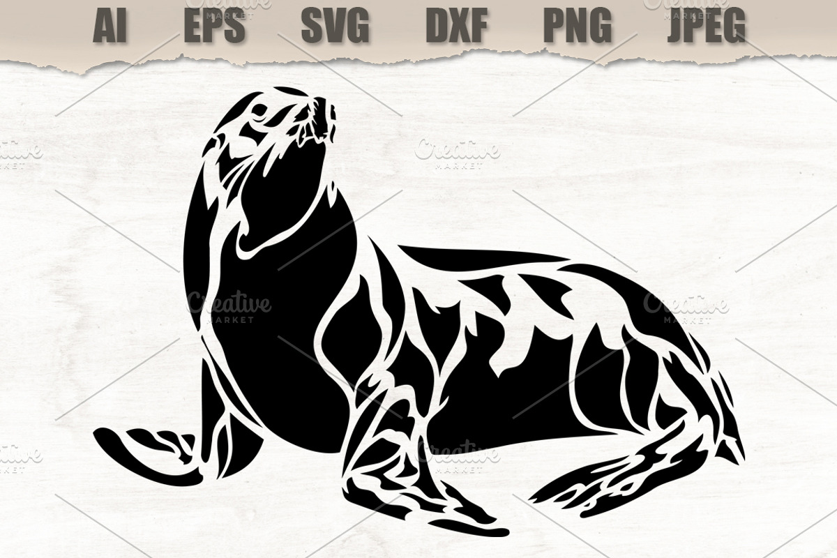 Stencil Sea Lion, an Animal Illustration by MARYCRAFTIRIA (Photo 1 of 3)