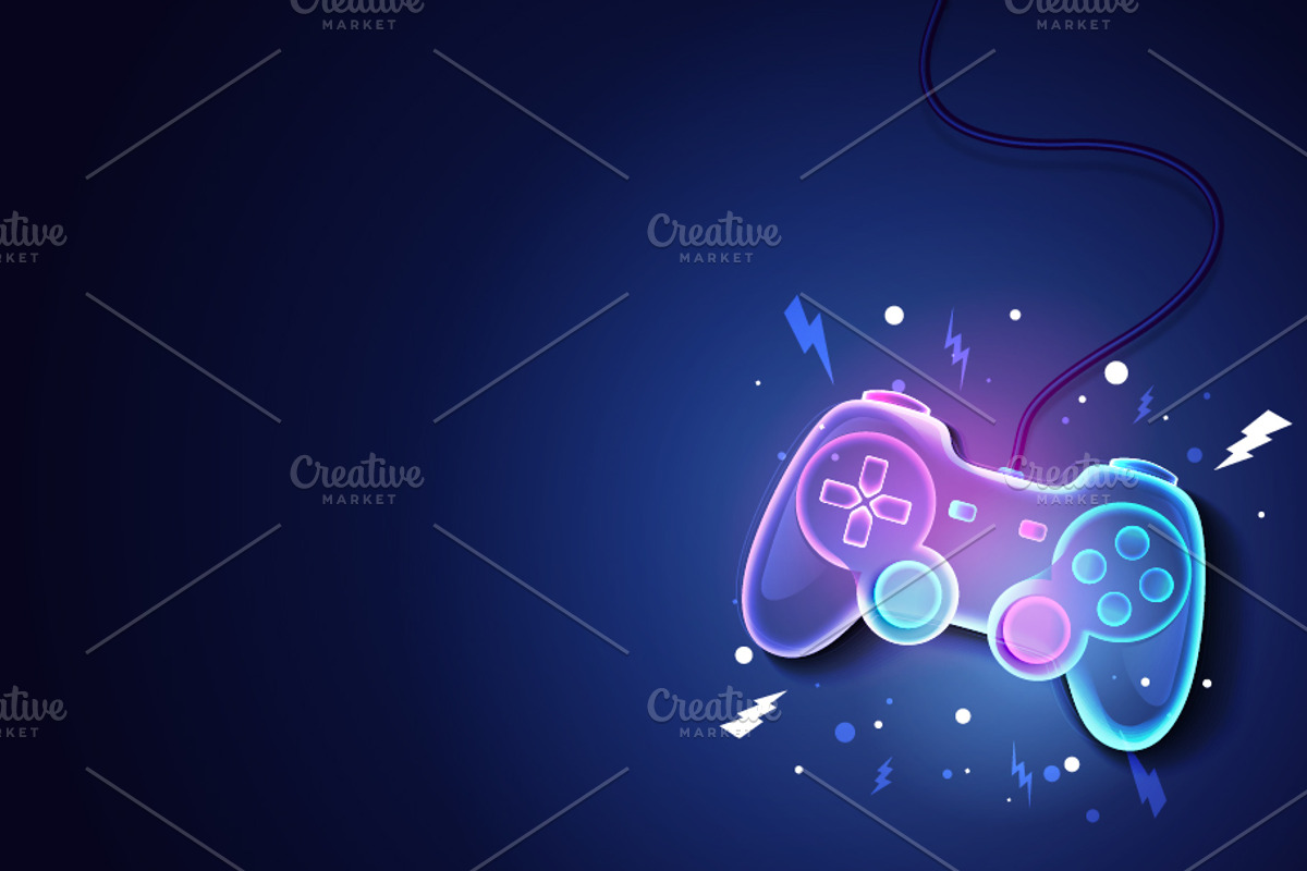 Neon Future Game Pad Background, a Technology Illustration by Black White Mouse Design (Photo 1 of 3)