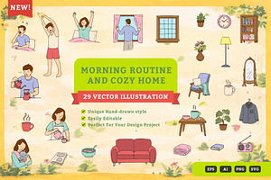 Morning Routine Cozy Home, an Illustration by MEANDSTUDIO
