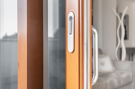 Wooden window open detail