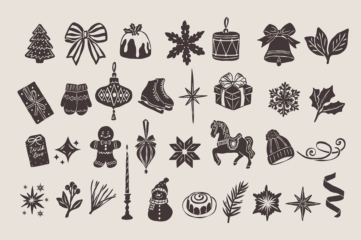 Linocut Christmas illustrations, a Seasonal Illustration by RaDavCrafts (Photo 4 of 9)