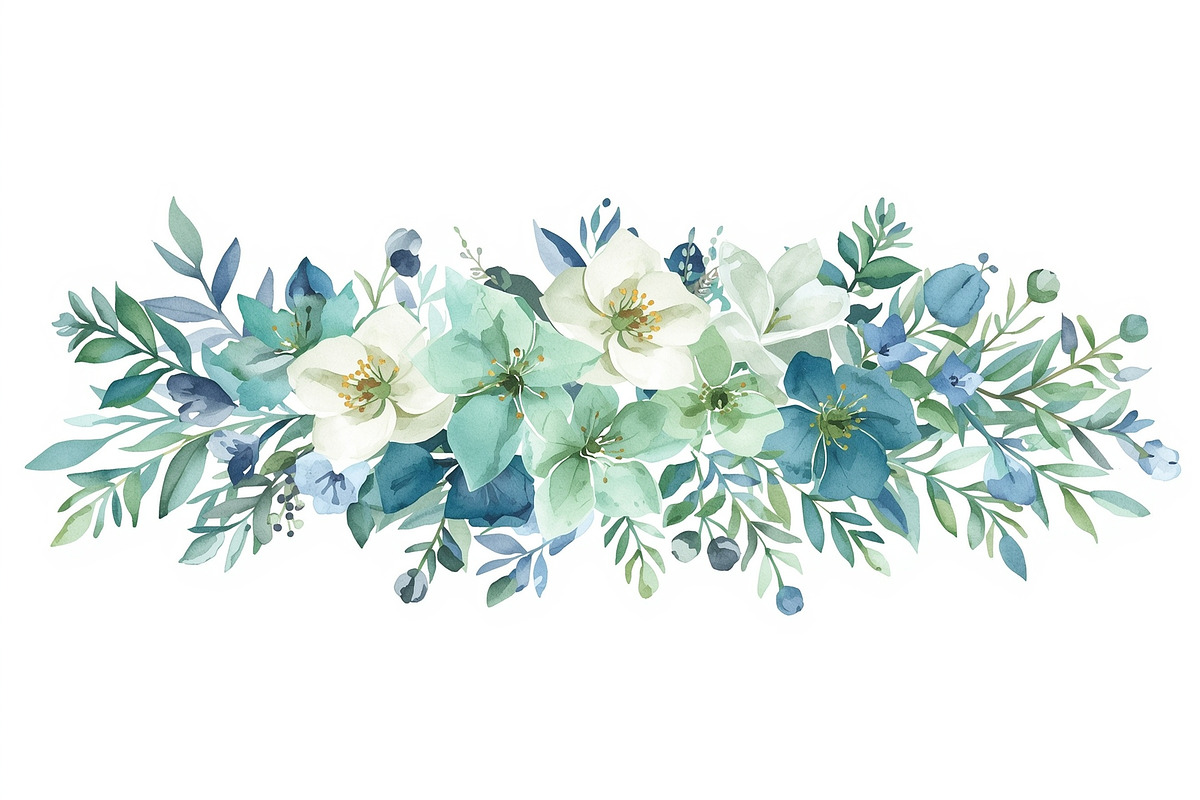 Elegant Blue Floral Clipart, an Illustration by jahid234 (Photo 5 of 11)