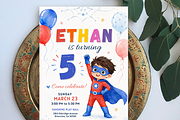 Superhero Birthday Invitation, an Invitation Template by heynomi (Thumbnail 2 of 19)