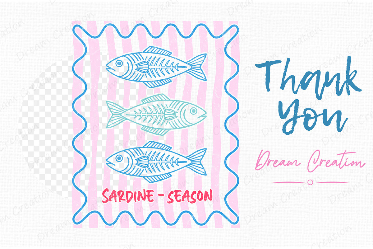 Summer Sardine Hand Drawn Line Art, an Illustration by Dream Creation (Photo 7 of 7)
