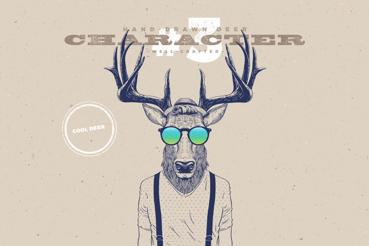 Hipster Deer Characters, a Work Illustration by blauananas (Photo 5 of 8)