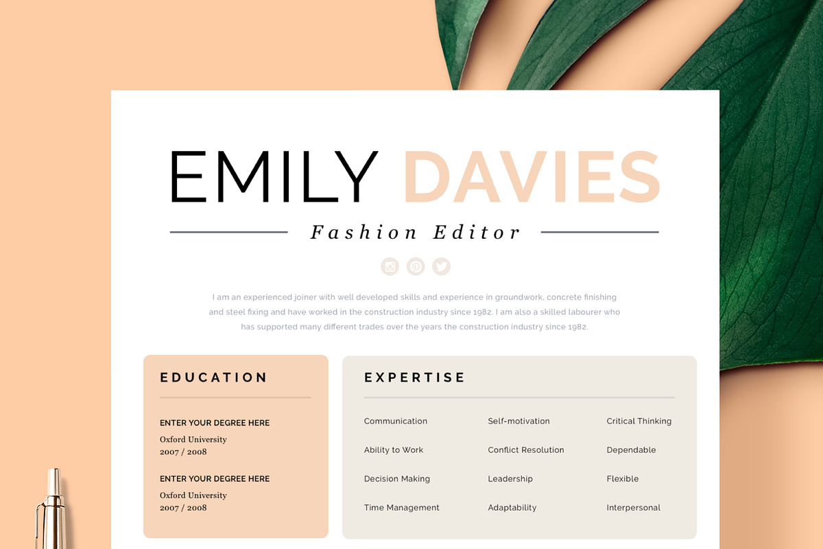 Resume Template 1 page | Davies, a Resume Template by Resume Angels (Photo 2 of 9)