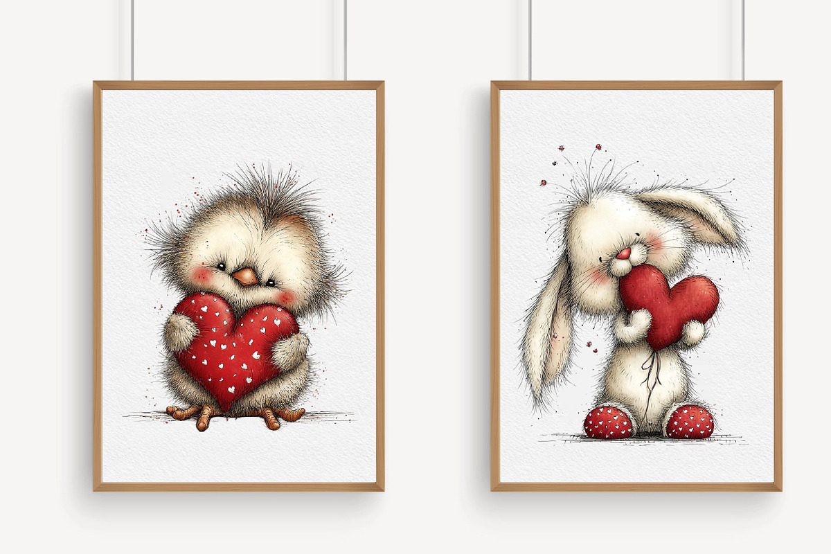 Watercolor Valentine Animals Clipart, an Illustration by Libby Wishes (Photo 6 of 7)