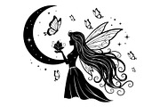 Fairy Moon Butterfly Silhouette, an Object Illustration by Gaye Art (Thumbnail 24 of 31)