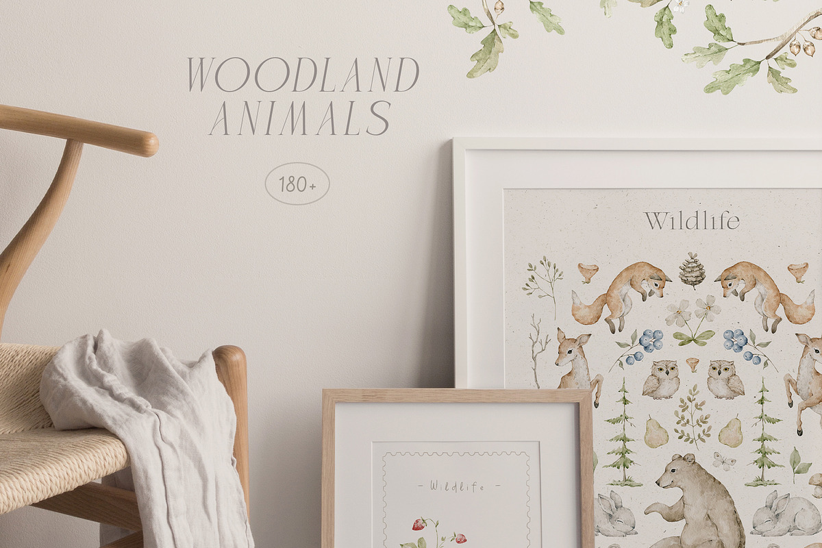 Woodland Animals Watercolor Forest, an Animal Illustration by Kreker Kate (Photo 9 of 12)
