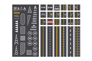 Road marking. Asphalt surface marks, an Illustration by Stock-Smart-Start
