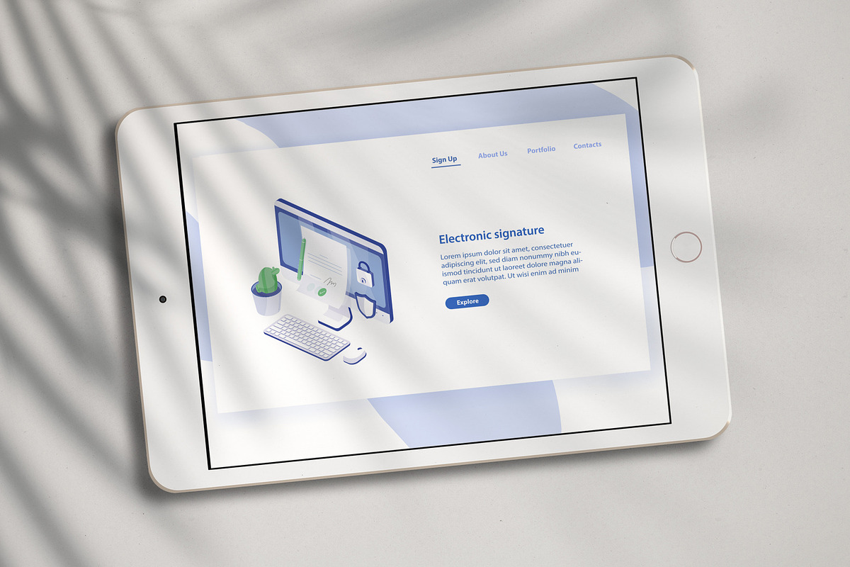Electronic signature concept banner, a Technology Illustration by Good Studio (Photo 3 of 3)