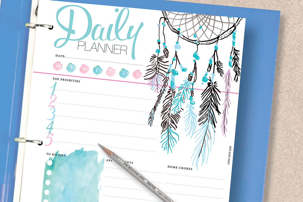 Daily Planner: Half Letter & Letter, a Stationery Template by Stick with Sam (Photo 4 of 4)