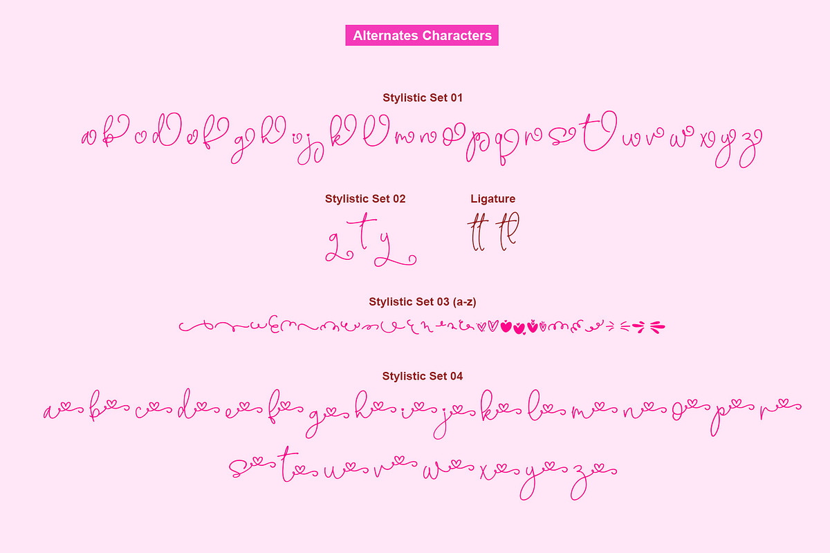 Baby Love Playful Heart font preview 3