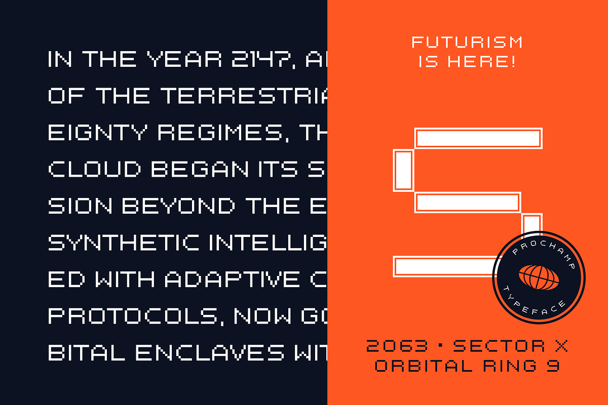 Prochamp - Pixel Typeface, a Sans Serif Font by alpercakici (Photo 6 of 14)