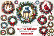 Festive Wreath Door Decor Clipart Se, an Illustration by RobertsArt (Thumbnail 1 of 7)