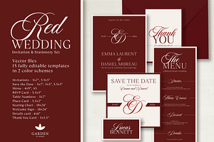 The Red Wedding Invitation Templates, an Invitation Template by Garden in frame