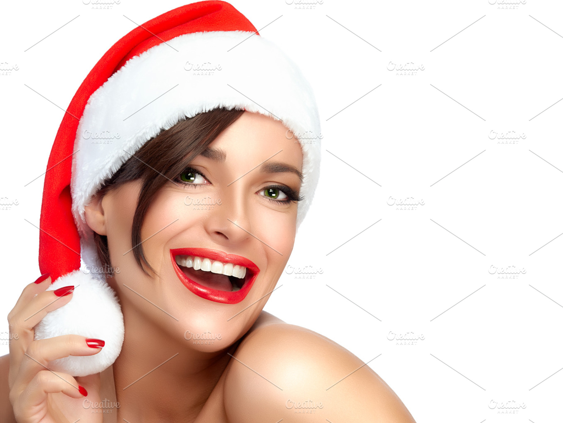 Happy christmas girl containing attractive, beautiful, and beauty, a Holiday Photo by CARLOSANDESTHER