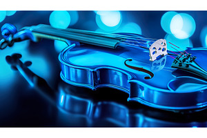 Elegant shiny blue violin with bokeh, a Background Photo by Lermont51