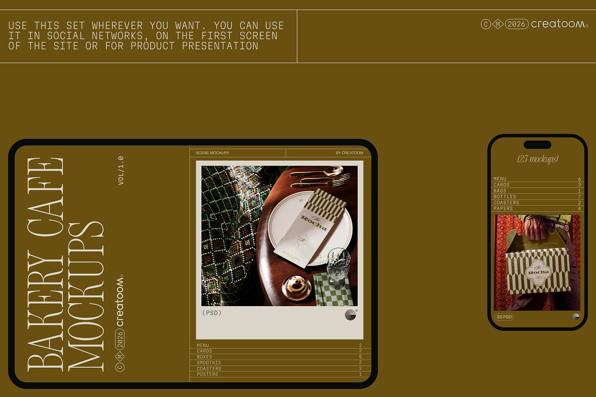 The Rocha – Bakery cafe mockups, a Packaging Mockup by Creatoom (Photo 7 of 8)