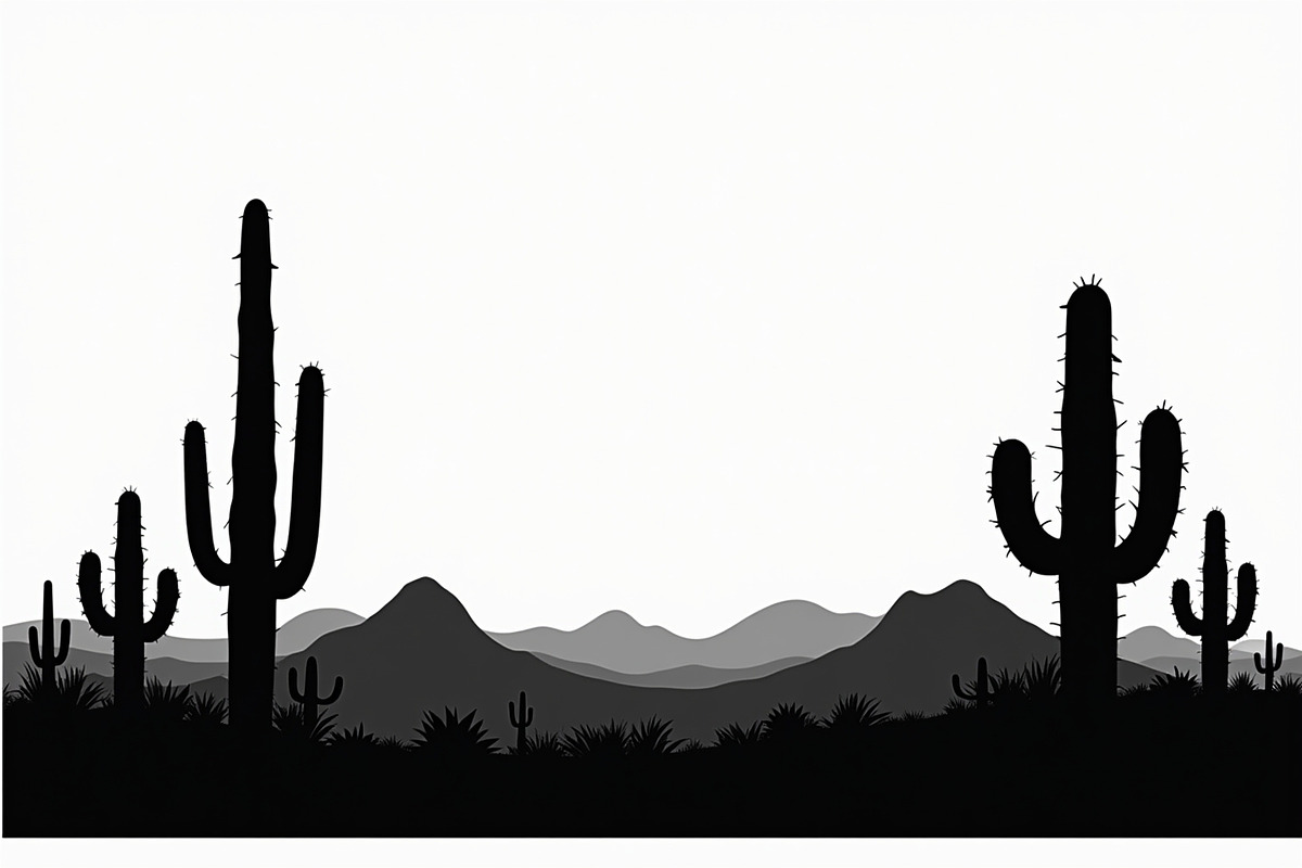 Southwestern Cactus Mountain Vector, an Illustration by hafijul (Photo 10 of 15)