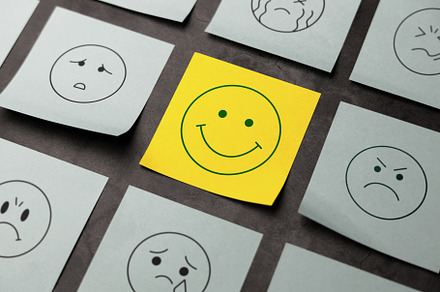 Mind, Mental Health Concept. Mood and Emotion on Sticky Note. Sm
