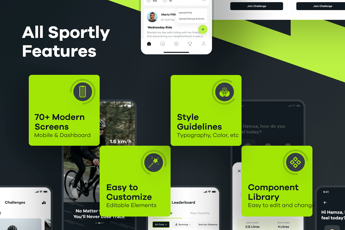 Sportly Fittech Web & Mobile UI Kit, an UI Kit Template by dhuhacreative (Photo 3 of 8)