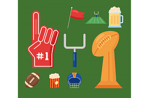 nine american football icons, a Sport Illustration by studiogstock