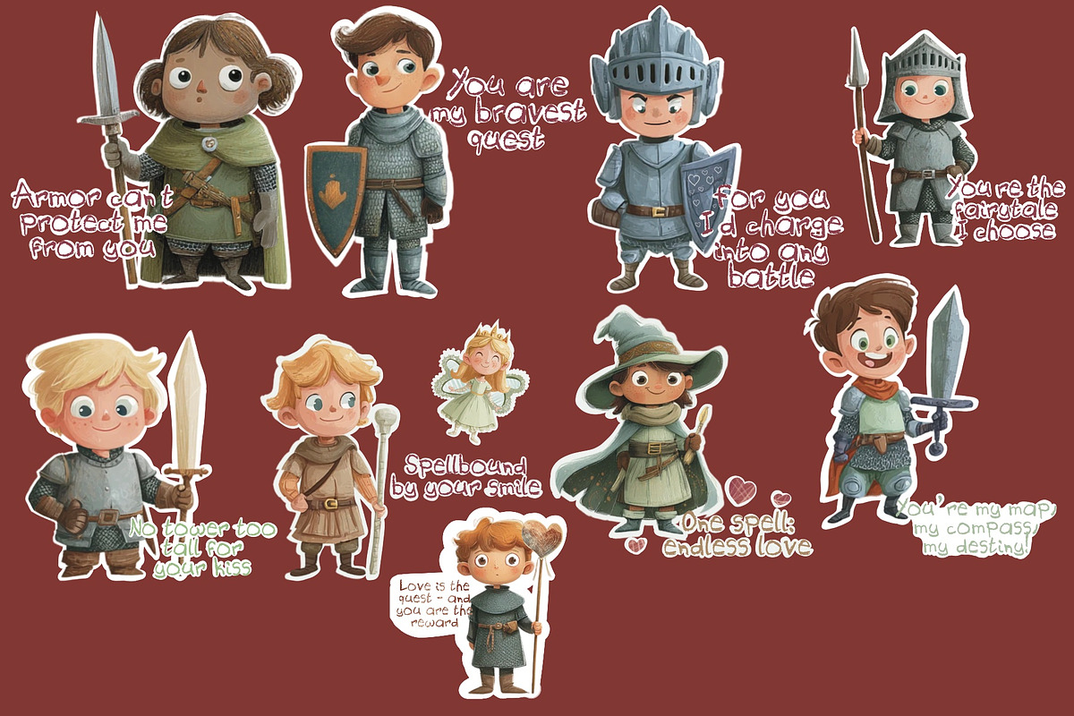 Medieval Fantasy Valentine Stickers, an Object Graphic by Amarawolf's Art (Photo 2 of 8)